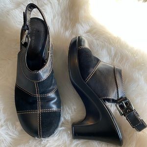 Tommy Hilfiger leather patchwork clogs